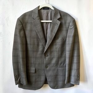 Pronto Uomo Platinum Blazer Jacket Men's 42S Gray Tan Glen Plaid Wool Blend